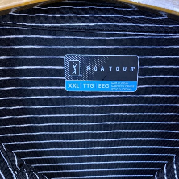 PGA‎ Tour Polo Shirt Mens XXL Black Stripe Lightweight Golf Short Sleeve 2XL - Picture 3 of 8